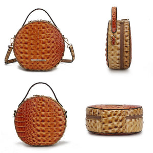 MKF Ynnari Women's Crossbody Chic Round Croc-Embossed: Black