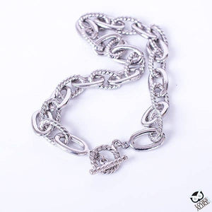 Large Silver Link Toggle Necklace