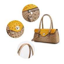 Load image into Gallery viewer, MKF Liviana Women&#39;s Shoulder Bag Croc-Embossed Fine Hardware: Cognac

