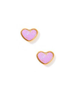 Screwback Stud Earrings - Nora Heart - Purple