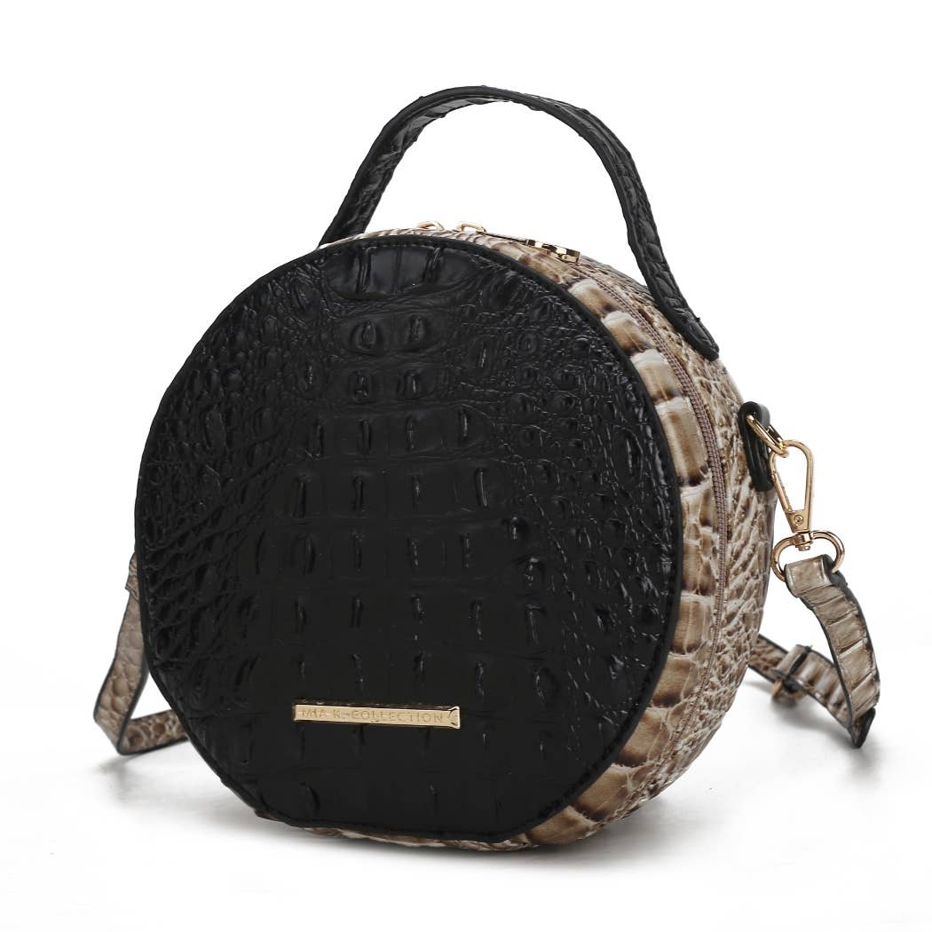 MKF Ynnari Women's Crossbody Chic Round Croc-Embossed: Black
