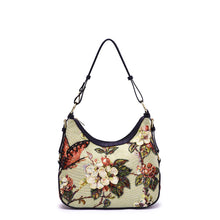 Load image into Gallery viewer, Butterfly Hand-Beaded Hobo Bag Sage
