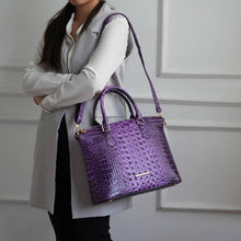 Load image into Gallery viewer, MKF Collection Liora Croc Embossed Tote and Set Handbag.: Purple
