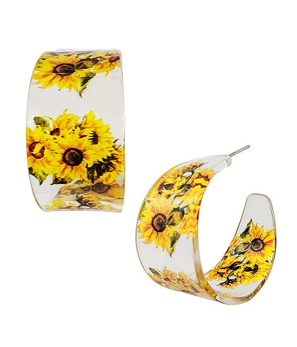 Garden acrylic hoop earring