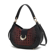 Load image into Gallery viewer, MKF Jain Women&#39;s Shoulder Bag Half Moon Croc-Embossed: Cognac

