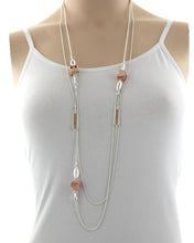 Load image into Gallery viewer, Multi Strand Cellulose Acetate Cube Long Necklace Peach
