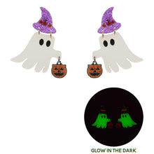 Load image into Gallery viewer, Glow In The Dark Halloween Ghost Drop Dangle Earrings
