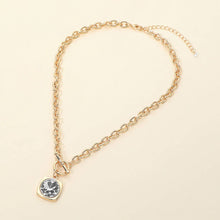 Load image into Gallery viewer, Round Faceted Stone Accent Frame Toggle Pendant Necklace: Cream

