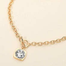 Load image into Gallery viewer, Round Faceted Stone Accent Frame Toggle Pendant Necklace: Cream
