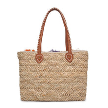 Load image into Gallery viewer, Queenie Floral Straw Tote: Natural
