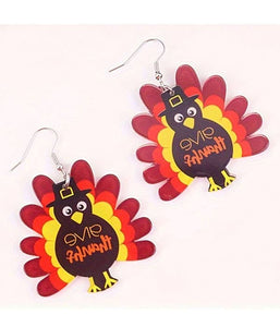 Thanksgiving theme wood earring - turkey