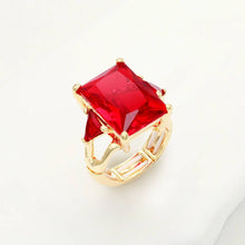 Load image into Gallery viewer, Rectangle Crystal Stretch Ring: Red
