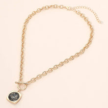Load image into Gallery viewer, Round Faceted Stone Accent Frame Toggle Pendant Necklace: Cream

