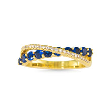 Load image into Gallery viewer, Sapphire &amp; CZ Band Ring - Gold: 9
