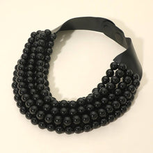 Load image into Gallery viewer, Multi Layered Pearl Beaded Collar Magnetic Necklace: Black
