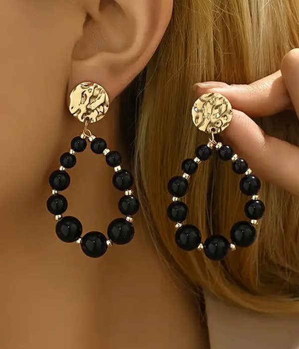 Ball bead teardrop earring