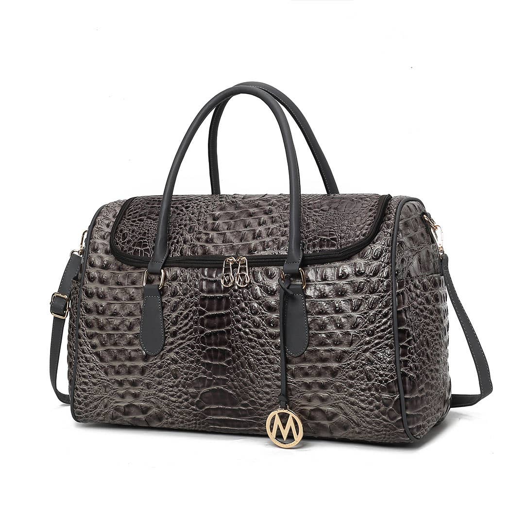 MKF Rina Crocodile Embossed Women’s Duffle Bag by Mia K: Charcoal