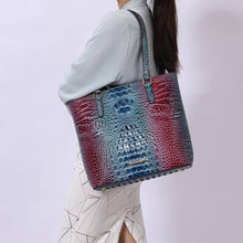 Load image into Gallery viewer, Piper Gradient Rainbow Embossed Tote Bag with Wallet: Brown

