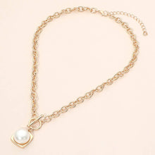 Load image into Gallery viewer, Round Faceted Stone Accent Frame Toggle Pendant Necklace: Blue
