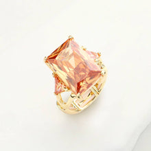 Load image into Gallery viewer, Rectangle Crystal Stretch Ring: Red
