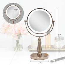 Load image into Gallery viewer, Lighted Makeup Mirror with Magnification: Chrome / Round / 8X/1X
