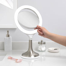 Load image into Gallery viewer, Solana Lighted Makeup Mirror with Magnification &amp; Touch Pad: 8X/1X / Round / White
