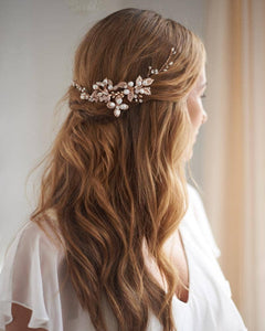 Leona Bridal Hair Vine: Rose Gold