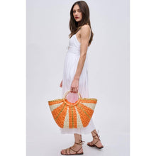 Load image into Gallery viewer, Carmen Straw Summer Beach Top Handle Tote: Orange Multi
