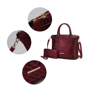 MKF Collection Liora Croc Embossed Tote and Set Handbag.: Purple