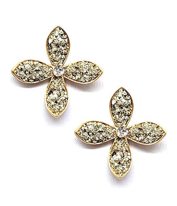 crystal sparkling flower earring
