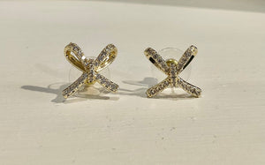 Gold & Crystal Bow Tie Earrings