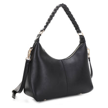 Load image into Gallery viewer, Hobo Shoulder Bag with Braided Handle: Black
