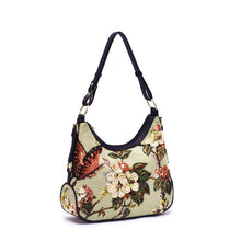 Load image into Gallery viewer, Butterfly Hand-Beaded Hobo Bag Sage

