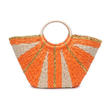 Load image into Gallery viewer, Carmen Straw Summer Beach Top Handle Tote: Orange Multi
