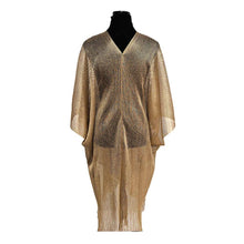 Load image into Gallery viewer, Lightweight Metallic Fringe Flowing Kimono Cover Up: Gold
