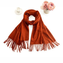 Load image into Gallery viewer, Plain Color Classic Fringe Shawl Wrap Scarf: Rust
