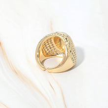 Load image into Gallery viewer, Oval Pearl Centerpiece CZ Pave Statement Ring
