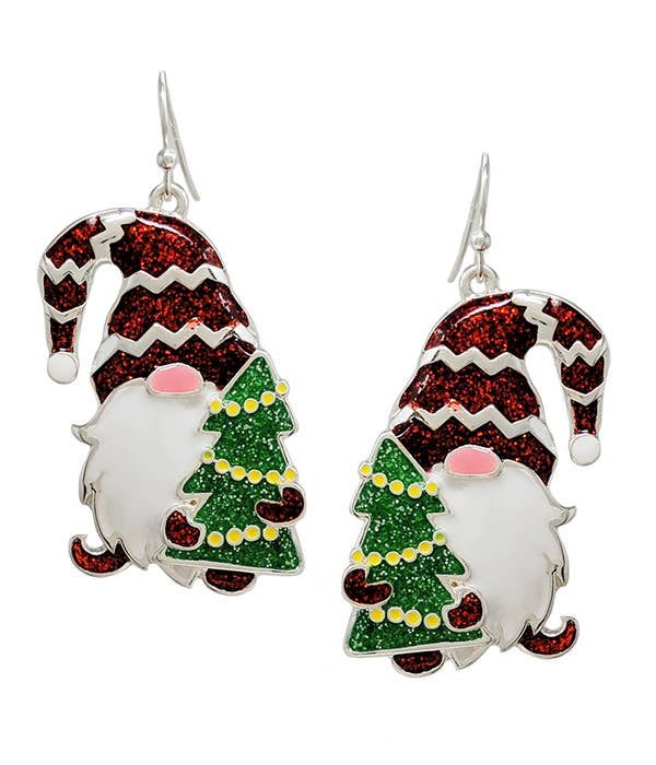 Christmas theme epoxy gnome earring