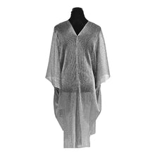 Load image into Gallery viewer, Lightweight Metallic Fringe Flowing Kimono Cover Up: Silver

