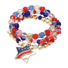 Load image into Gallery viewer, 3PCS - American USA Star Charm Faceted Beaded Stretch Multi Layered Bracelets

