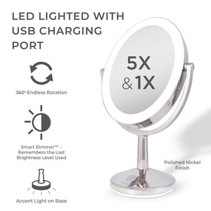 Zadro, Inc. - Huntington LED Oval Rechargeable Vanity Mirror