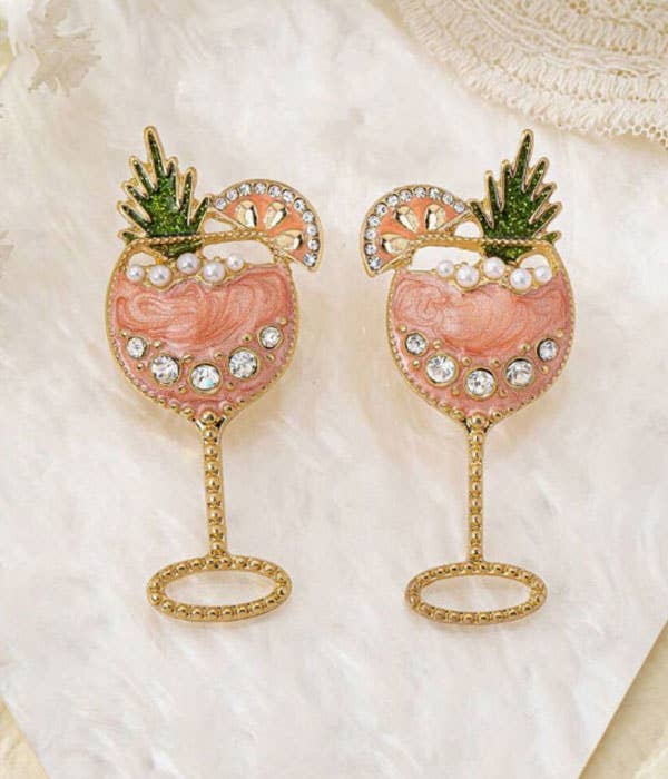Party theme epoxy cocktail earring