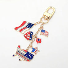 Load image into Gallery viewer, American USA Flag Star Charm Drop Keychain Bag Charm
