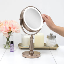 Load image into Gallery viewer, Lighted Makeup Mirror with Magnification: Chrome / Round / 8X/1X
