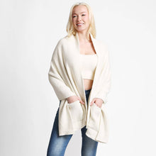 Load image into Gallery viewer, Open Front Pocketed Shawl Cardigan: Ivory
