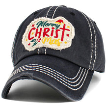 Load image into Gallery viewer, Merry CHRIST Mas Message Accented Vintage Baseball Cap: Black
