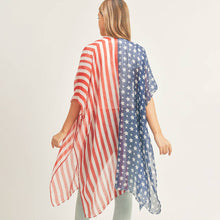Load image into Gallery viewer, Half and Half American Flag Kimono Poncho
