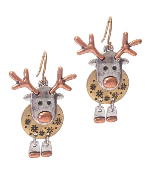 Christmas theme Rudolph reindeer earring