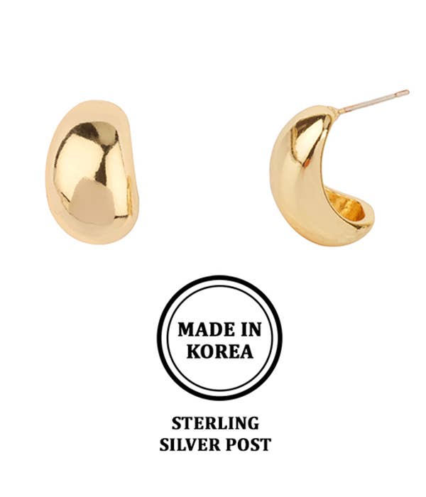 18k gold dipped dome huggie earrings