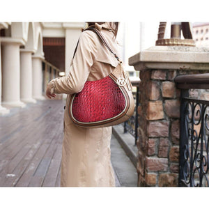 Nayra Embossed Hobo Handbag Vegan Leather Women by Mia k: Grey - Pink